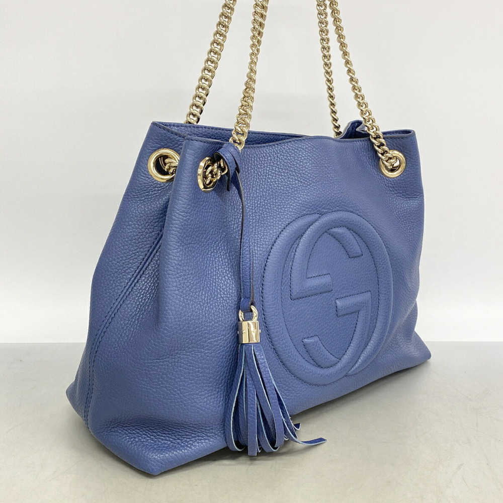 GUCCI Authentic Blue Leather Shoulder Bag - Picture 2 of 9